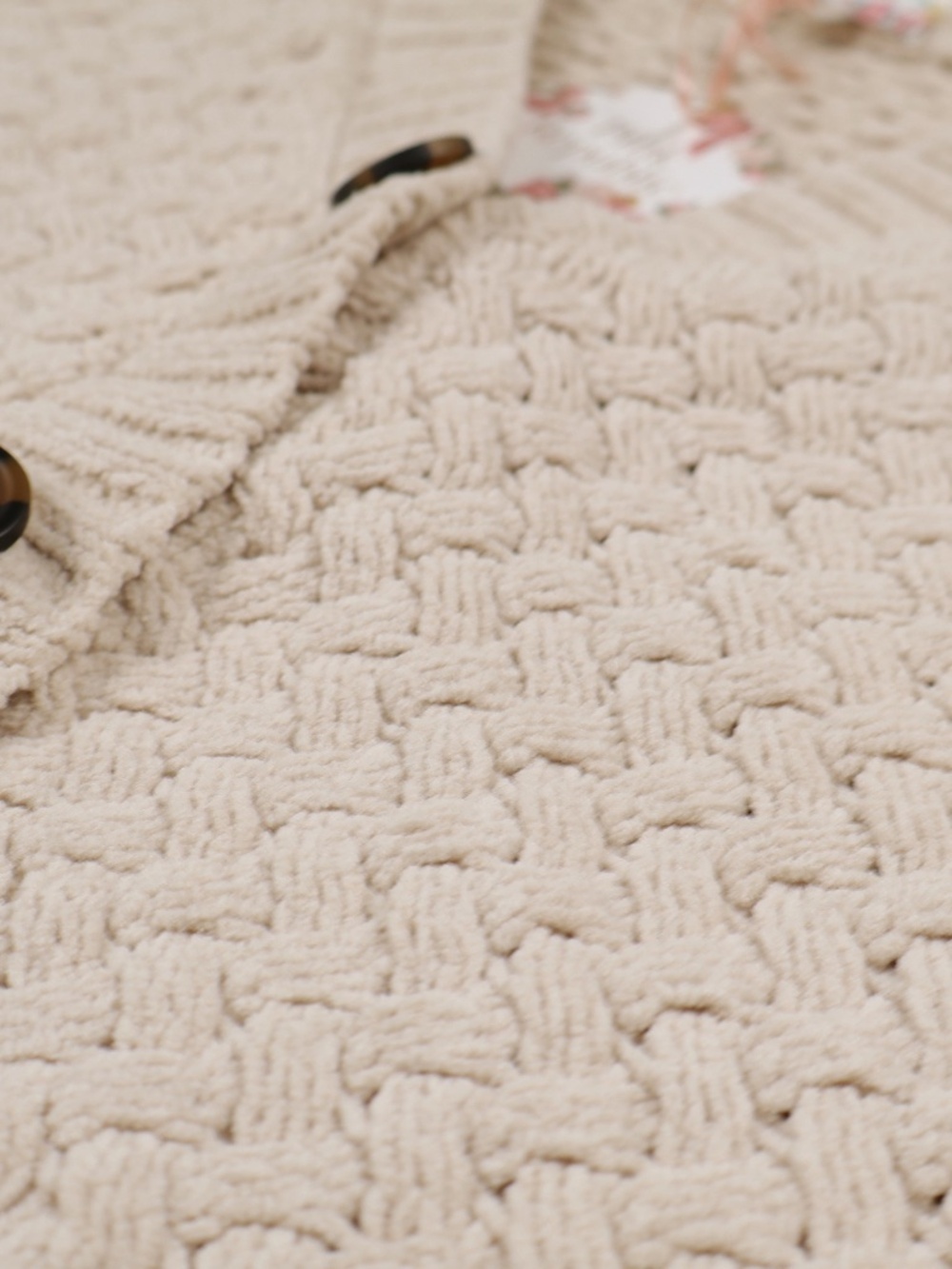 Pink Republic NWT Cream Textured Knit Cardigan Sweater Medium Cozy - Picture 5 of 7